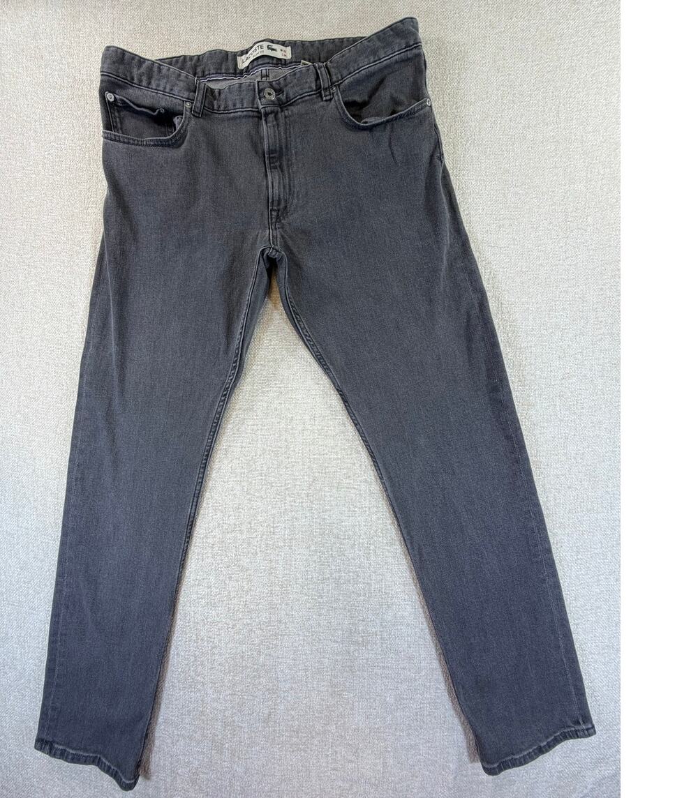 Lacoste Men's Gray 38x34 Slim Fit Straight Leg Denim Jeans Casual Designer Pants